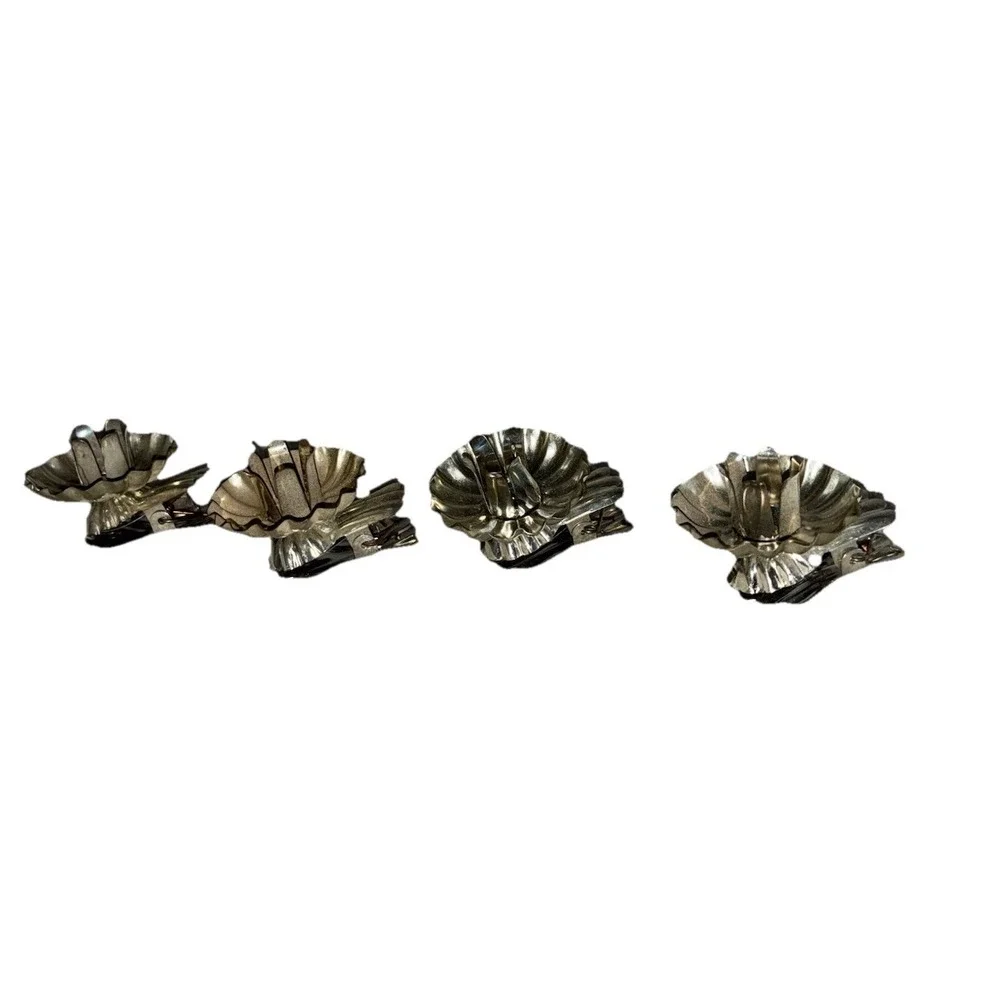 Vintage Silver Metal ‎ Christmas Tree Clip On Candle Holders 1.5